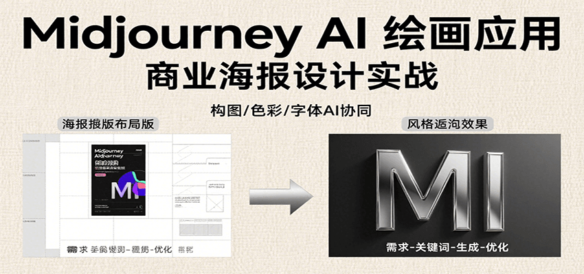 Midjourney AI绘画应用，关键词指令解析、漫画头像制作、海报设计、3D人物生成等-轻合创