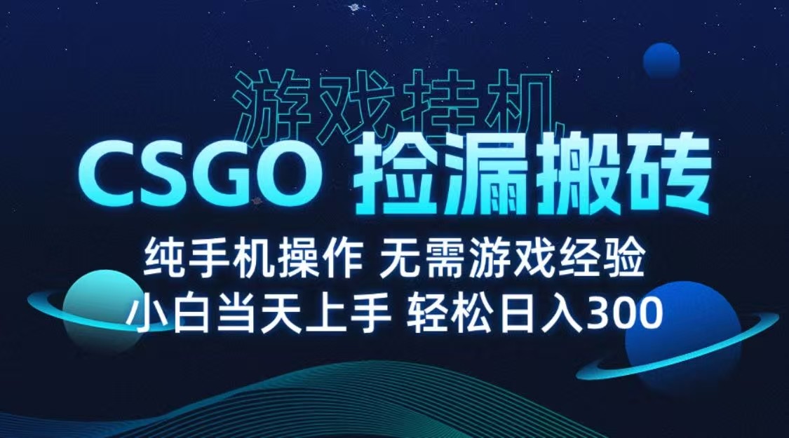 9月最新游戏搬砖，CSGO纯挂机，不需要玩游戏，实现真挂机，月入1W+-轻合创