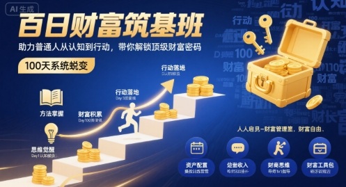 百日财富筑基班，助力普通人从认知到行动，带你解锁顶级财富密码-轻合创