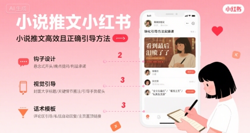 小说推文小红书高转化引导方法实操课，小说推文高效且正确引导方法-轻合创