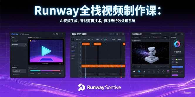 （15515期）Runway全栈视频制作课：AI视频生成，智能剪辑技术，影视级特效处理系统-轻合创