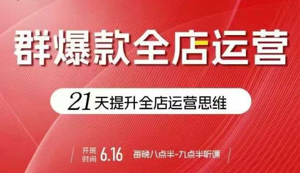 贾真电商群爆款全店运营，21天提升全店运营思维，起店、全店运营爆款不断-轻合创