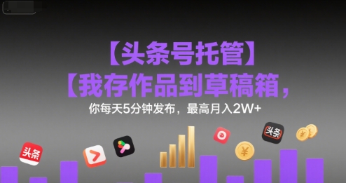 【头条号托管 】我存作品到草稿箱，你每天5分钟发布，最高月入2W+【揭秘】-轻合创