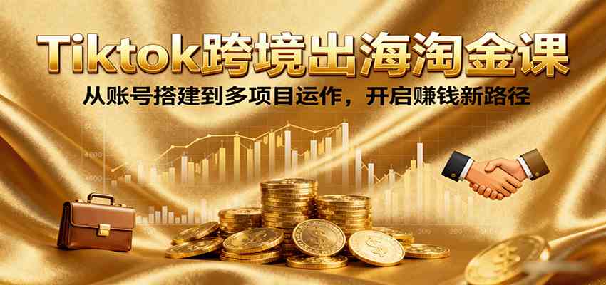 Tiktok跨境出海淘金课，从账号搭建到多项目运作，开启赚钱新路径-轻合创
