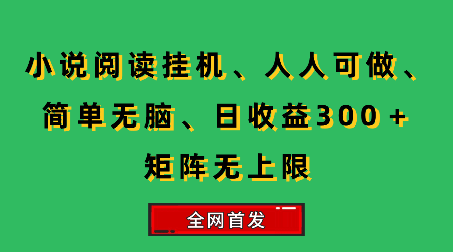 （15413期）小说挂机阅读，人人可做，简单无脑，一天收益300＋矩阵无限上-轻合创