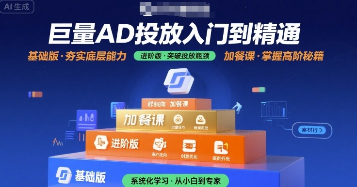 巨量AD投放入门到精通，基础版+进阶版+加餐课-轻合创