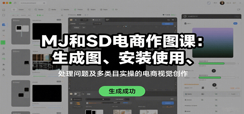 MJ和SD电商作图课：生成图、安装使用、处理问题及多类目实操的电商视觉创作-轻合创
