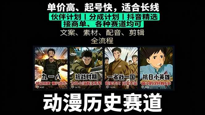 图片[1]-（16048期）历史动漫赛道撸分成：起号、文案、素材、配音、剪辑，单视频收益破万-轻合创