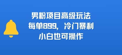 男粉项目高级玩法，每单899，冷门暴利，小白也可操作-轻合创