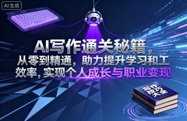 AI写作通关秘籍，从零到精通，助力提升学习和工作效率，实现个人成长与职业变现-轻合创