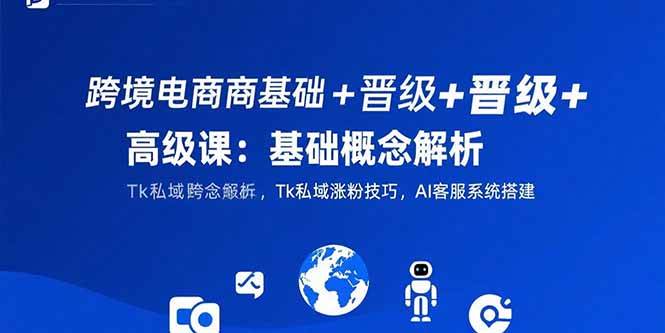 （15496期）跨境电商基础+晋级+高级课：基础概念解析,Tk私域涨粉技巧,AI客服系统搭建-轻合创