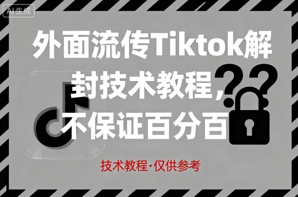 外面流传Tiktok解封技术教程，不保证百分百，具体自测-轻合创