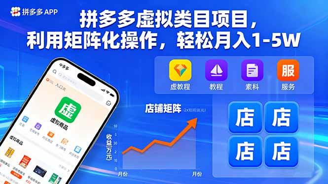 （16025期）拼多多虚拟类目项目，利用矩阵化操作，轻松月入1-5W-轻合创