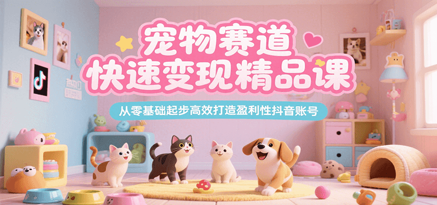 宠物赛道快速变现精品课，从零基础起步高效打造盈利性抖音账号-轻合创