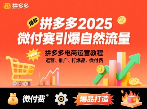 拼多多2025微付赛引爆自然流量，拼多多电商运营教程，运营、推广、打爆品、微付费-轻合创
