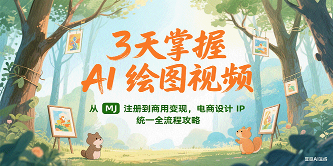 3天掌握AI绘图视频，从MJ 注册到商用变现，电商设计IP统一全流程攻略-轻合创