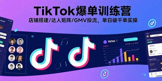 （15920期）TikTok爆单训练营，店铺搭建/达人矩阵/GMV投流，单日破千单实操-轻合创