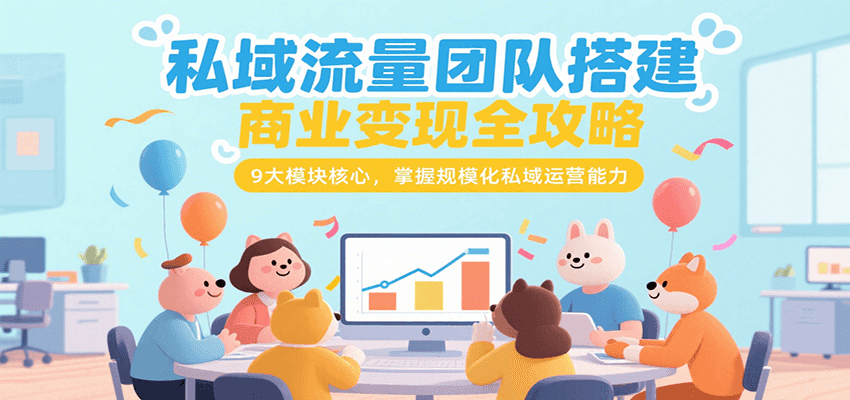 私域流量团队搭建商业变现全攻略，9大模块核心，掌握规模化私域运营能力-轻合创