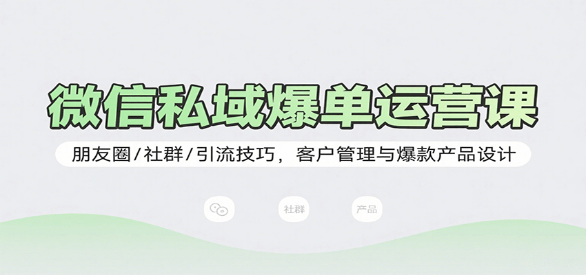 微信私域爆单运营课：朋友圈/社群/引流技巧，客户管理与爆款产品设计-轻合创
