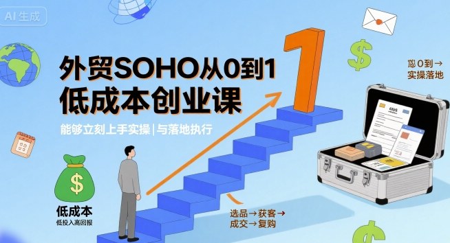 外贸SOHO从0到1低成本创业课，能够立刻上手实操与落地执行-轻合创
