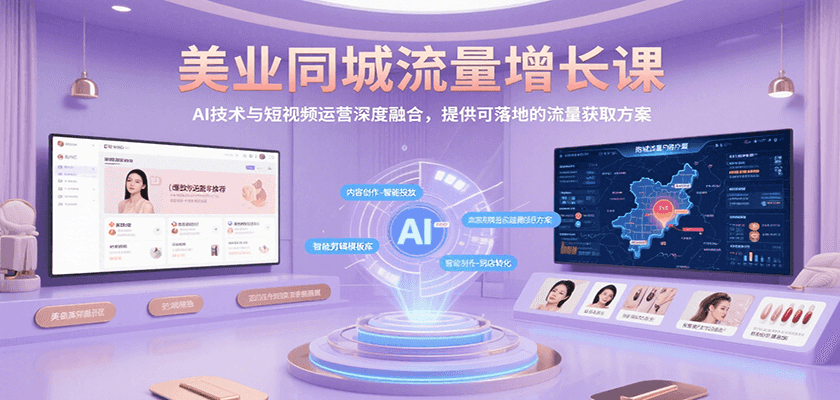 美业同城流量增长课，AI技术与短视频运营深度融合，提供可落地的流量获取方案-轻合创
