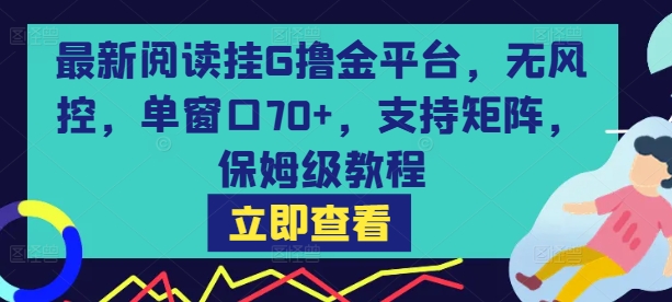 最新阅读挂G撸金平台，无风控，单窗口70+，支持矩阵，保姆级教程【揭秘】-轻合创
