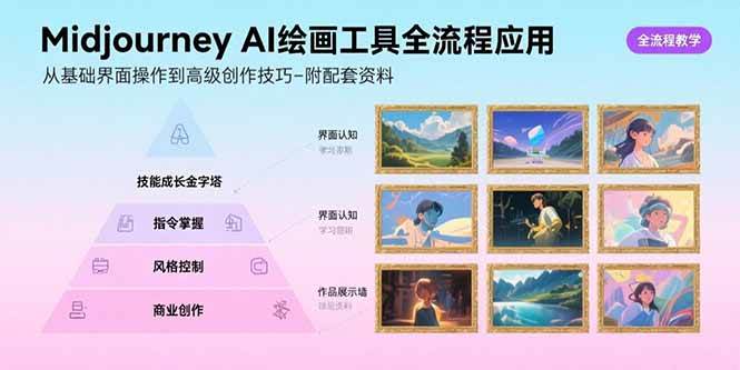 （15628期）Midjourney AI绘画工具全流程应用，从基础界面操作到高级创作-附配套资料-轻合创