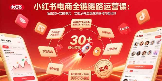 （15751期）小红书电商全链路运营课：涵盖30+实操单元，实现从开店到爆款账号完整闭环-轻合创