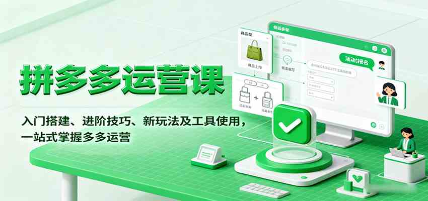 拼多多运营课，入门搭建、进阶技巧、新玩法及工具使用，一站式掌握多多运营-轻合创