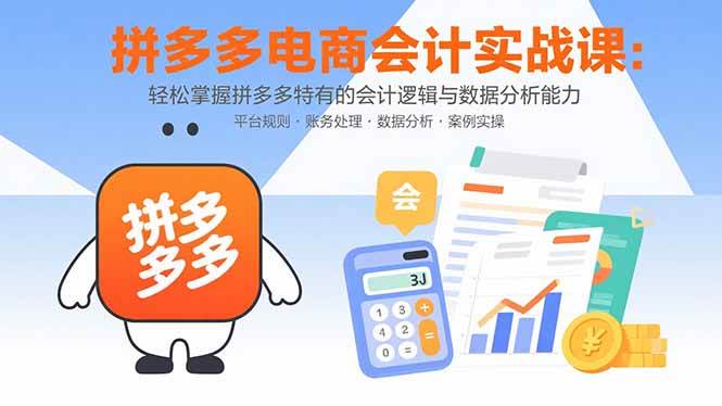 （15767期）拼多多电商会计实战课：轻松掌握拼多多特有的会计逻辑与数据分析能力-轻合创
