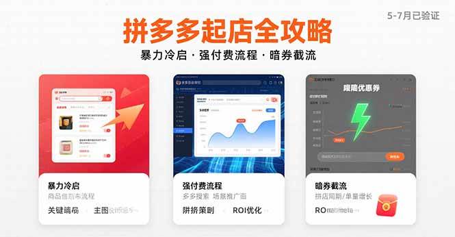 （15670期）拼多多起店全攻略，暴力冷启，强付费流程，暗券截流，5-7月已验证的方法-轻合创