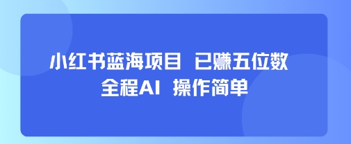 小红书蓝海项目，全程AI，操作简单，已挣五位数-轻合创