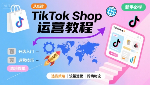 TikTok Shop从0到1运营教程，TikTok跨境电商新手必学课程-轻合创