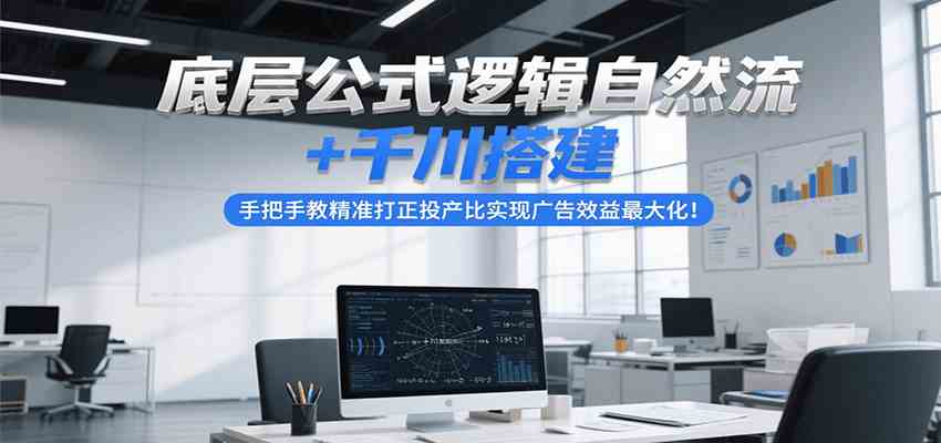 底层公式逻辑自然流+千川搭建，手把手教精准打正投产比实现广告效益最大化！-轻合创