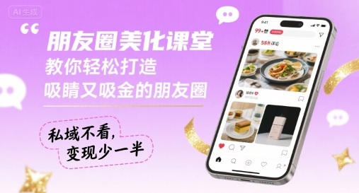 朋友圈美化课堂，教你轻松打造，吸睛又吸金的朋友圈，私域不看，变现少一半-轻合创