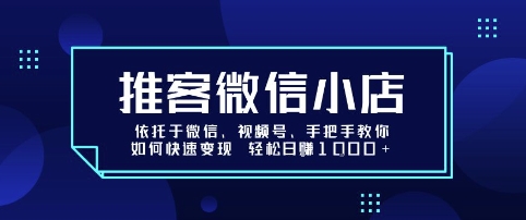 推客微信小店依托于微信、视频号，手把手教你如何快速变现 轻松日入1k+【揭秘】-轻合创