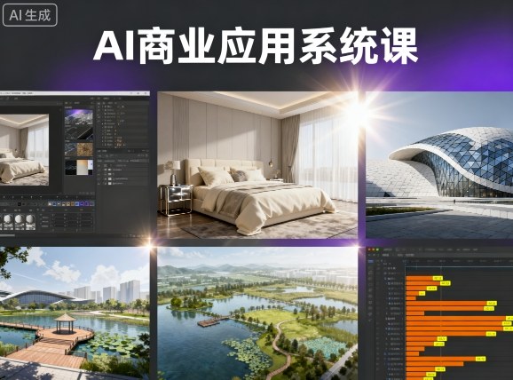 AI商业应用系统课，室内-软装-建筑-景观，智能设计+效果图+动画画实战-轻合创