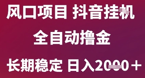 风口项目，六月最新玩法抖音无人挂G，全自动撸金，长期稳定 日入2k+【揭秘】-轻合创