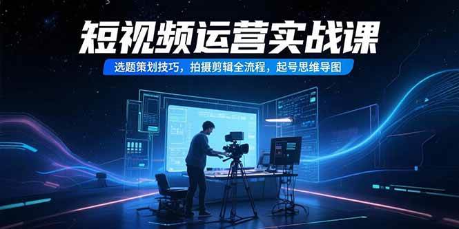 （15375期）短视频运营实战课，选题策划技巧，拍摄剪辑全流程，起号思维导图-轻合创