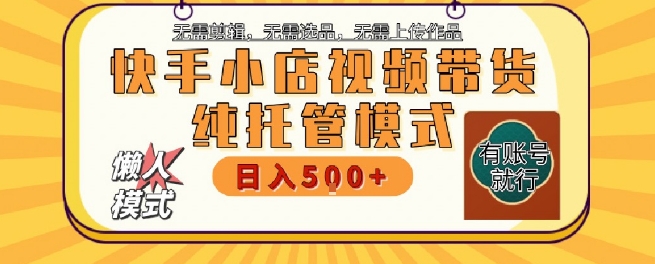 快手小店托管代运营，无需剪辑，无需选品，无需上传作品，全程无需操作，轻松月入5k+【揭秘】-轻合创