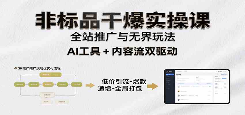 非标品干爆实操课：含多案例及操盘方法，从选品到推广、成交，助力打造爆款实现盈利-轻合创