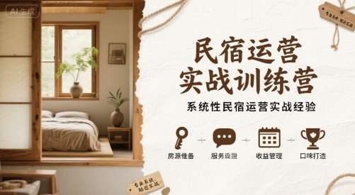 民宿运营实战训练营，系统性民宿运营实战经验-轻合创