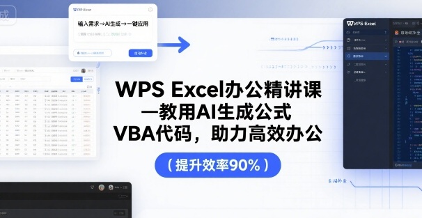 WPS Excel办公精讲课,教用 AI 生成公式,VBA 代码,助力高效办公-轻合创
